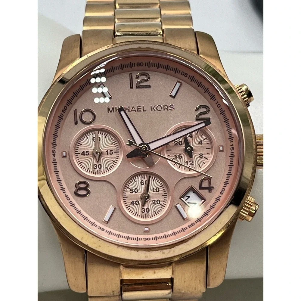Michael Kors Runway Chronograph Rose Gold Stainless Steel Womens Watch MK5128